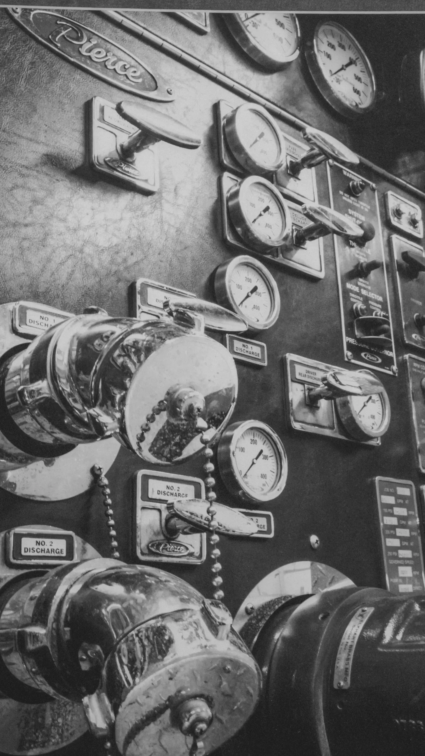 Fire truck gauges photographed by Daniel Bower